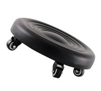 HEALLILY Taburete Ruedas, Taburete Rodante de PU y Acero Inoxidable, Negro, sin Rebabas y Alta Capacidad de Carga, para Dormitorio y Baño, Uso Doméstico