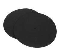 HEALLILY Tapete de Fieltro Negro Accesorio Antiestático para Discos de Vinilo, Protector para Tocadiscos, 2 Piezas para Mantener Limpio y Estable el Plato Giratorio