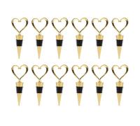 HEALLILY Tapón de Vino en Forma de Corazón de Aleación Dorado, 12 Pcs para Conservar Frescura, Almacenamiento Sellado y Diseño Original para Botellas de Vino