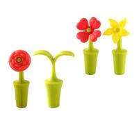 HEALLILY Tapones de Silicona Resistentes y No Deformables para Botellas de Vino Diseño de Flores, 4 Piezas para Sellado Hermético en Cocina y Bar