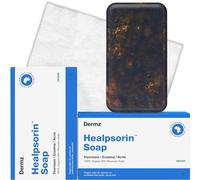 Healpsorin - Jabón negro africano en bruto - Juego de 2 + paño de microfibra - psoriasis, eczema, tratamiento del acné