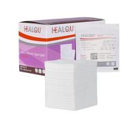 Healqu |Almohadillas de gasa no tejidas, esponjas quirúrgicas estériles, esponjas de gasa médica superabsorbentes para vendar heridas, desbridar, limpiar y preparar (caja de 2 x 2 unidades, estériles)