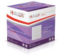Healqu | Almohadillas de gasa tejidas, 2 x 8 capas, esponjas quirúrgicas estériles ultraabsorbentes para vendar heridas, desbridar, limpiar y preparar, caja de 50 esponjas de gasa médica,