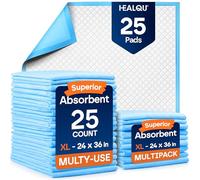 Healqu Almohadillas Desechables - Almohadillas de incontinencia superabsorbentes para Adultos, Chux Grande, Grueso, de Pelusa y de polímero (24 x 36 Paquete de 25) Azul
