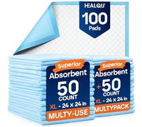 Healqu Almohadillas Desechables - Almohadillas para Cama de incontinencia superabsorbentes para Adultos, Chux Grande, Grueso, de Pelusa y de polímero (24 x 23, Paquete de 25) Azul