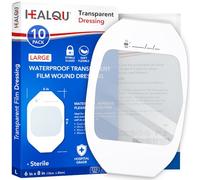 Healqu Apósito de película transparente, 6 x 8 pulgadas, paquete de 10 parches adhesivos impermeables para vendaje de heridas, ducha posquirúrgica o protector IV,