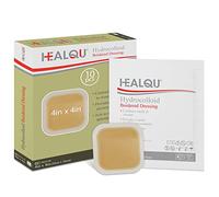 Healqu Apósito hidrocoloide para heridas - Bordeado de 4x4" - Caja de 10 vendajes grandes, abrasiones y más - Impermeable y absorbente con protección Estándar