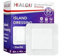 Healqu Apósito Island de gasa con borde - 30 unidades, 4" x 4" Almohadillas de gasa estériles envueltas individualmente con respaldo no tejido resistente al agua