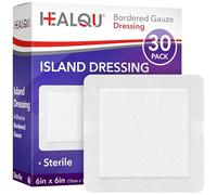 Healqu Apósito Island de gasa con borde - 30 unidades, 6" x 6" Almohadillas de gasa estériles envueltas individualmente con respaldo no tejido resistente al agua