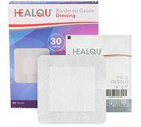 Healqu Apósito Island de gasa con borde - 30 unidades, 6" x 6" Almohadillas de gasa estériles envueltas individualmente con respaldo no tejido resistente al agua