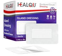 Healqu Apósito Island de gasa con borde - 50 unidades, 2.4"x4" Almohadillas de gasa estériles envueltas individualmente con respaldo resistente al agua