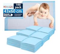 Healqu Cambiador de pañales para bebé - Protector desechable - Pack de 100, ultra suave, absorbente e impermeable, para cambio de pañales y cuna, 43 x 60 cm