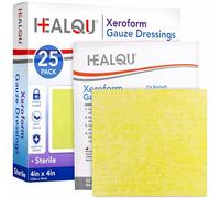 Healqu Medical Xeroform Petrolatum Dressing 4x4-25 unidades - Almohadilla de gasa no adherente para heridas de baja exudación - laceraciones, quemaduras e injertos de piel