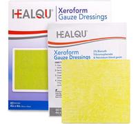 Healqu Medical Xeroform Petrolatum Dressing 4x4-25 unidades - Almohadilla de gasa no adherente para heridas de baja exudación - laceraciones, quemaduras e injertos de piel