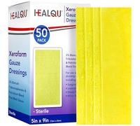 Healqu Medical Xeroform Petrolatum Dressing 5x9-50 unidades - Almohadilla de gasa no adherente para heridas de baja exudación - laceraciones, quemaduras e injertos de piel