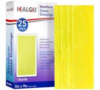 HEALQU Xeroform - Apósito de vaselina de 5 x 9 pulgadas, caja de 25 almohadillas de gasa no adherentes para heridas de baja exudación, parche de gasa de malla fina estéril para el cuidado de heridas