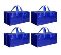 HealSmart Paquete de 4 bolsas de mudanza extragrandes con cremalleras y asas de transporte, cajas de almacenamiento resistentes para el dormitorio, bolsas de almacenamiento esenciales, color azul