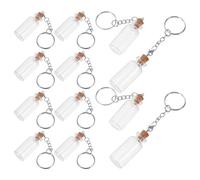 HEALSOPTHY 12 Piezas Llavero Mini Botella de Vidrio 5ml Transparente con Tapa y Ojo de Plata, Frascos para Recuerdos, Manualidades y Regalos DIY para Fiestas y Eventos