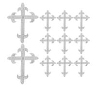 HEALSOPTHY 12 Piezas Parches Bordados Cruzados Plateados para Ropa 12 Piezas, Apliques Termoadhesivos para Disfraces de Baile, Chaquetas y Vestidos, Tamaño 10,5 X 8,9 CM, Adornos Resistentes