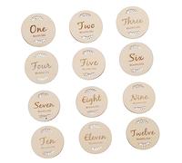 HEALSOPTHY 12 piezas Tarjetas de Madera para Crecimiento del Juego Tarjetas Conmemorativas para Momentos Especiales del Desarrollo Infantil