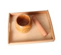HEALSOPTHY 1juego Juguete Educativo para Niño Niña Masher De Ajo De Madera Bandeja Herramienta De Cocina Montessori para Desarrollo Infantil