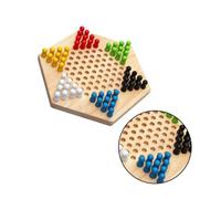 HEALSOPTHY 1pieza Damas Chinas De Madera para Niño Niña y Adultos Educativo Familiar De Fichas Hexagonales Interacción Familiar y Desarrollo del Pensamiento Lógico para Niño Niña y