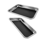 HEALSOPTHY 2 Piezas Bandeja de Disección Bandeja Rectangular 31x21x4 Cm de Acero Inoxidable Negra, Organizador para Suministros de Biología y Laboratorio para Pruebas Científicas y Educación