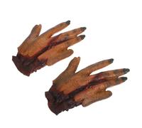 HEALSOPTHY 2 Piezas Manos Postizas Halloween Realistas Decoración Terrorífica Reutilizable para Fiesta y Casas Embrujadas Accesorios de Disfraz Zombie
