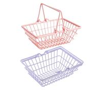 HEALSOPTHY 2 Piezas Mini Cesta Infantil de Metal con Asa Organizador Pequeño para Simulación Almacenaje y Juguetes de Cocina para Snacks