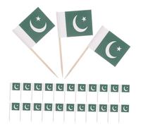 HEALSOPTHY 200 Piezas Palillos de Dientes con Bandera de Pakistán Mini Banderas de Madera para Decoración de Tartas Cócteles y Aperitivos Fiestas