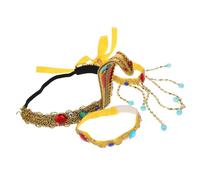 HEALSOPTHY 3 Piezas Conjunto Ajustable Joyería Egipcia para Mujer con Diadema de Cuentas y Borlas Pulseras Serpiente y Cinturón para Disfraz Cleopatra Accesorios para Fiesta y Carnaval