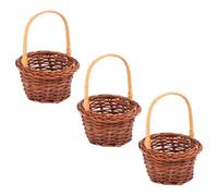 HEALSOPTHY 3 Piezas Mini Cestas de Ratán Tejidas Mano de Miniatura Portátil para Decoración DIY Accesorios para Casas de Muñecas y Manualidades Infantiles