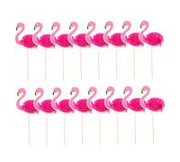HEALSOPTHY 30 Piezas Decorativos Insertos para Pasteles de Fiesta Hawaiana Adornos de Pastel Flamenco para Cumpleaños y Celebraciones Tropicales