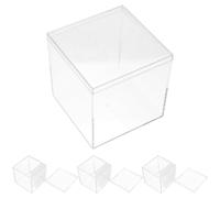 HEALSOPTHY 4 Cajas Acrílicas Transparentes Cuadradas para Envolver Dulces y Joyas Tapa Tamaño 10X10X10 CM 800 Ml Contenedores Pequeños para Obsequio y Almacenamiento en Fiestas y