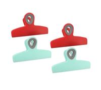 HEALSOPTHY 4 Piezas Clips para Bolsas de Alimentos Multipropósito Pinzas Resistentes para Sellar Bolsas de Aperitivos Pan y Verduras Congeladas Diseño Fácil de Usar Colores Rojo y Verde