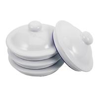 HEALSOPTHY 4 Tapas Esmaltadas Aplicables Repuesto Conveniente para Tazas y Teteras, Accesorio de Cocina Blanco, Forma Redonda para Hogares y Restaurantes