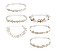HEALSOPTHY 6 Diademas de Encaje Flores para Niñas, Diseño Elástico y Cómodo, Accesorio Adecuado para Cenas Mes o Banquetes de Cien Días