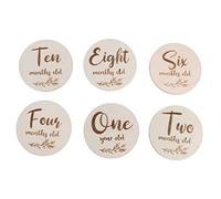 HEALSOPTHY 6 piezas Tarjetas de Madera para Mensuales para Fotografía Infantil Accesorio para Regalo y Registro de Momentos Especiales
