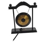 HEALSOPTHY Adorno Gong de Latón con Soporte de Madera Vintage Decoración de Mesa para Hogar y Oficina Estable y Sonido Relajante Adorno Zen para Sala y Escritorio