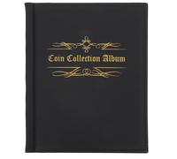 HEALSOPTHY Álbum para Monedas de Colección Capacidad para 200 Piezas Tamaño Mediano para Monedas 41 Mm Material de Cuero PU Negro Durable Práctico Bolsillos Tapa para Almacenamiento Seguro