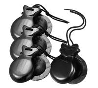 HEALSOPTHY Castañuelas de Madera Negras 4 Piezas (2 Pares) Instrumento Musical de Percusión para Flamenco y Educación Musical, Pequeñas Castañuelas de Dedo Portátiles para Aprendizaje