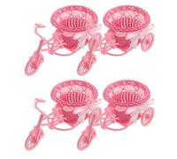 HEALSOPTHY Cesta de Flores Tejida de Ratán Sintético para Bicicleta Decorativa Rosa, Juego de 4 Piezas, Macetero Portátil para Jardín y Centro de Mesa en Fiestas y Shower