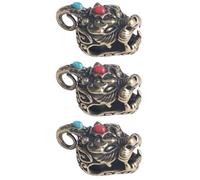 HEALSOPTHY Colgante de Llavero Pi Yao de Latón Campana, 3 Piezas, Adornos Artesanales Vintage para Bolsos y Manualidades, Colgantes Decorativos de Animales Pequeños, Accesorios Bijouterie