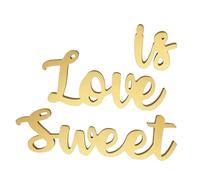 HEALSOPTHY Decoración de Boda Love Is Sweet Letras de Madera Doradas Cartel Grande para Mesa de Recepción y Aniversario Adorno Resistente y Elegante para Fiestas