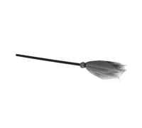 HEALSOPTHY Escoba de Bruja Halloween Gris Decorativa con Elementos para Disfraz y Fiesta Temática de Brujas