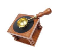 HEALSOPTHY Estufa de Fusión de Cera Retro de Madera de Haya con Cuchara de Cobre Antideslizante Horno Compacto para Sellado de Sellos y Fundidor de Cera para Manualidades y Regalos