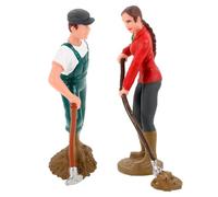 HEALSOPTHY Figuras de Granjero en Miniatura 2 Piezas, Modelo Trabajador Agrícola Masculino y Femenino para Decoración de Mesa de Arena y Simulación de Granja, Adorno Realista para Juego