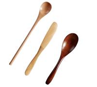 HEALSOPTHY Juego de 3 Cucharas de Madera Maciza Seguras y Anticaídas para Miel, Café y Sopa, Utensilios de Cocina Ideales para Bodas y Fiestas