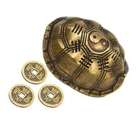 HEALSOPTHY Juego de Accesorios de Adivinación Chinos Caparazón de Tortuga de Aleación de Zinc, Tamaño Compacto, Decoración de Escritorio para Juegos de Fortuna y Feng Shui, Obsequio