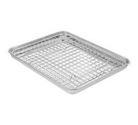 HEALSOPTHY Juego de Bandeja Enfriamiento y Asado de Alimentos para Hornear con Rejilla de Acero Inoxidable Tamaño 31.5x24.5x2.5cm para Horno Adecuado para Hogares